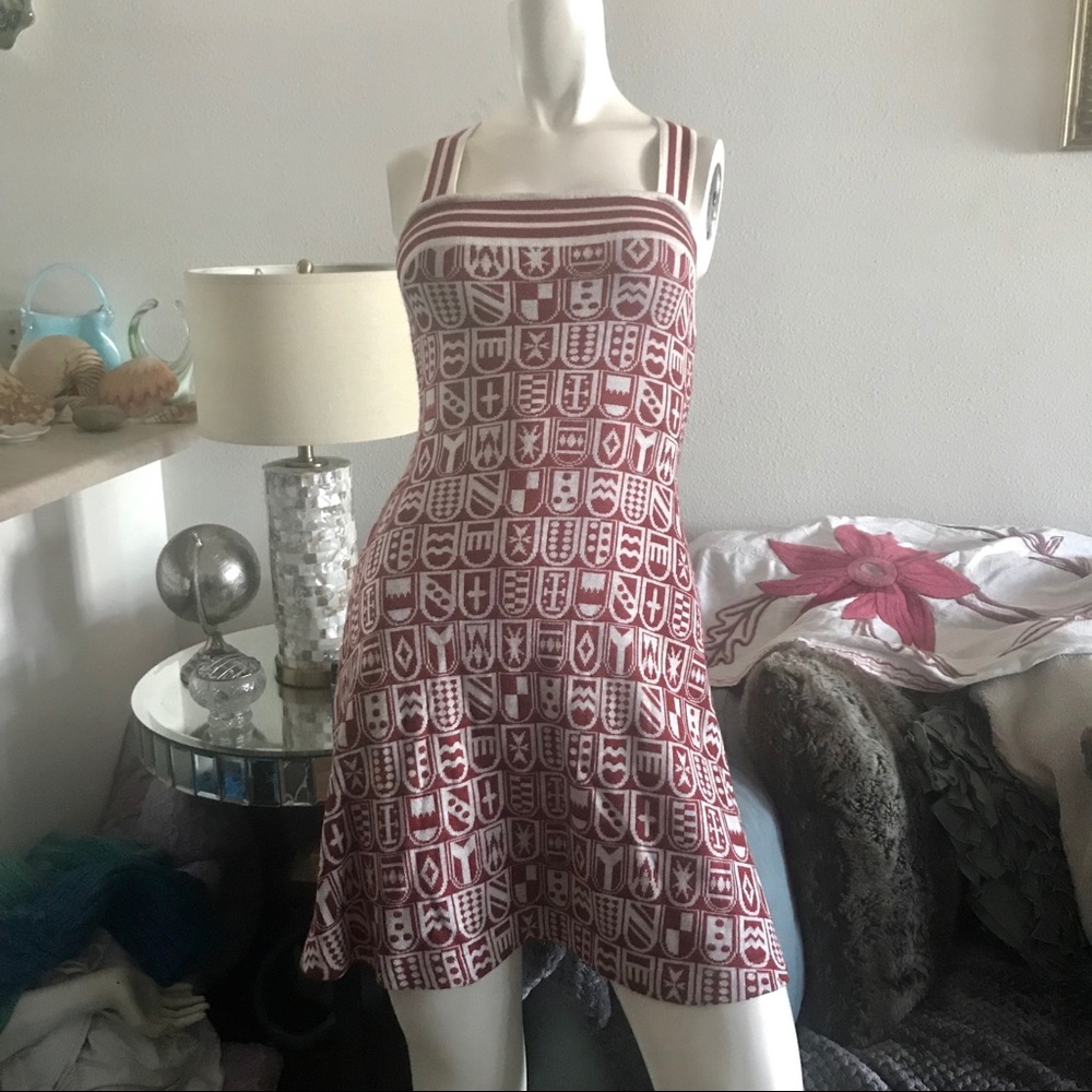 1970’s heraldic shields dress.